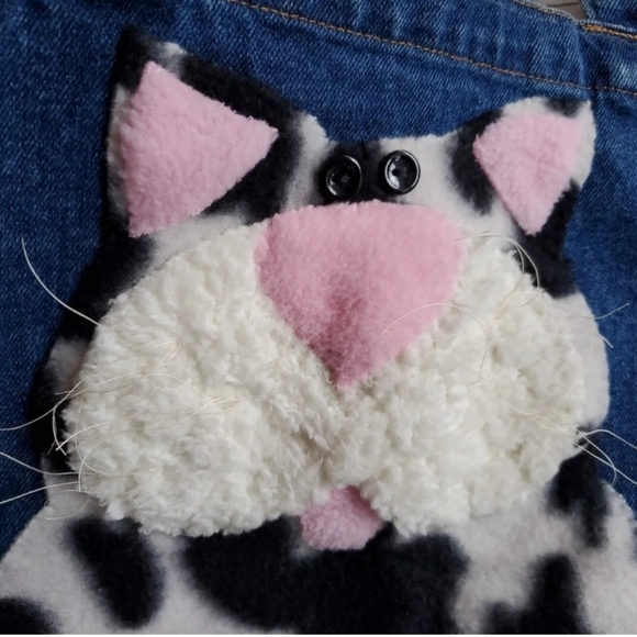 Handmade Denim Tote Bag With Red Flannel Lining And Three Applique' Cats - Picture 9 of 9